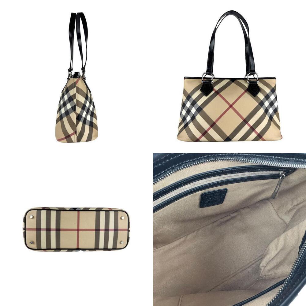 Burberry bag coated black leather shoulder canvas Tan Beige - Picture 1 of 4